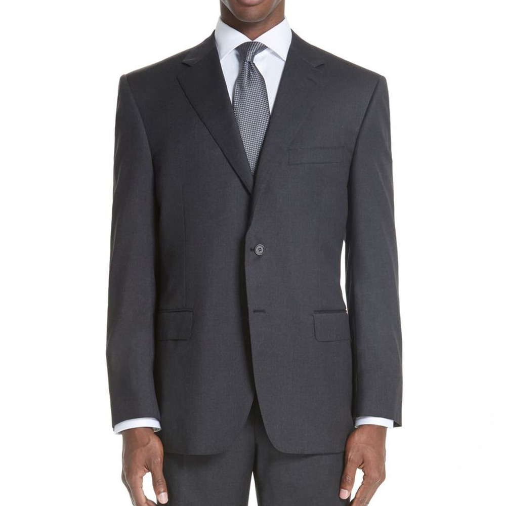 Canali Men's Gray Wool Suit Jacket 48L Unhemmed Two Button Notch Lapel Italy